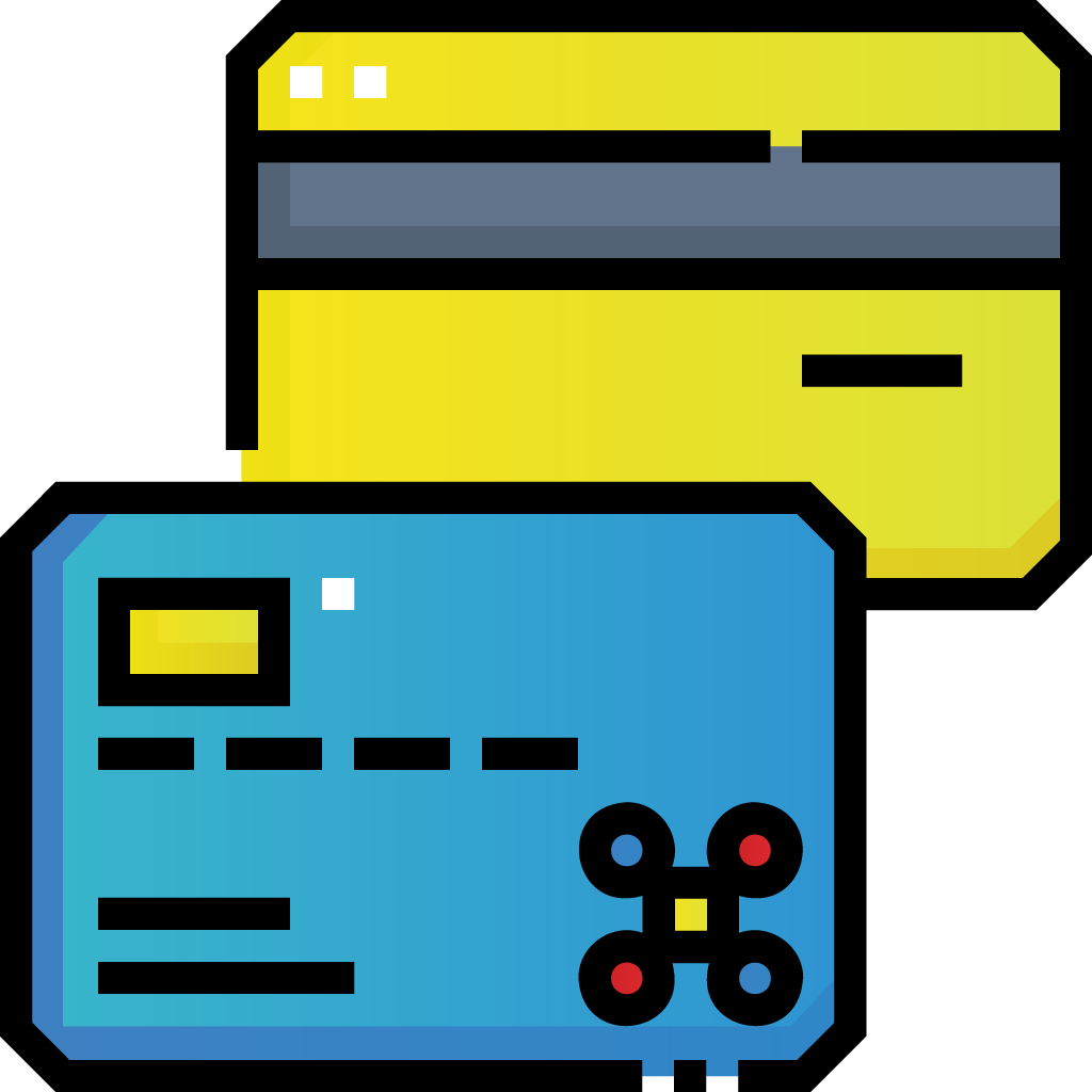 Graphic of two credit cards.