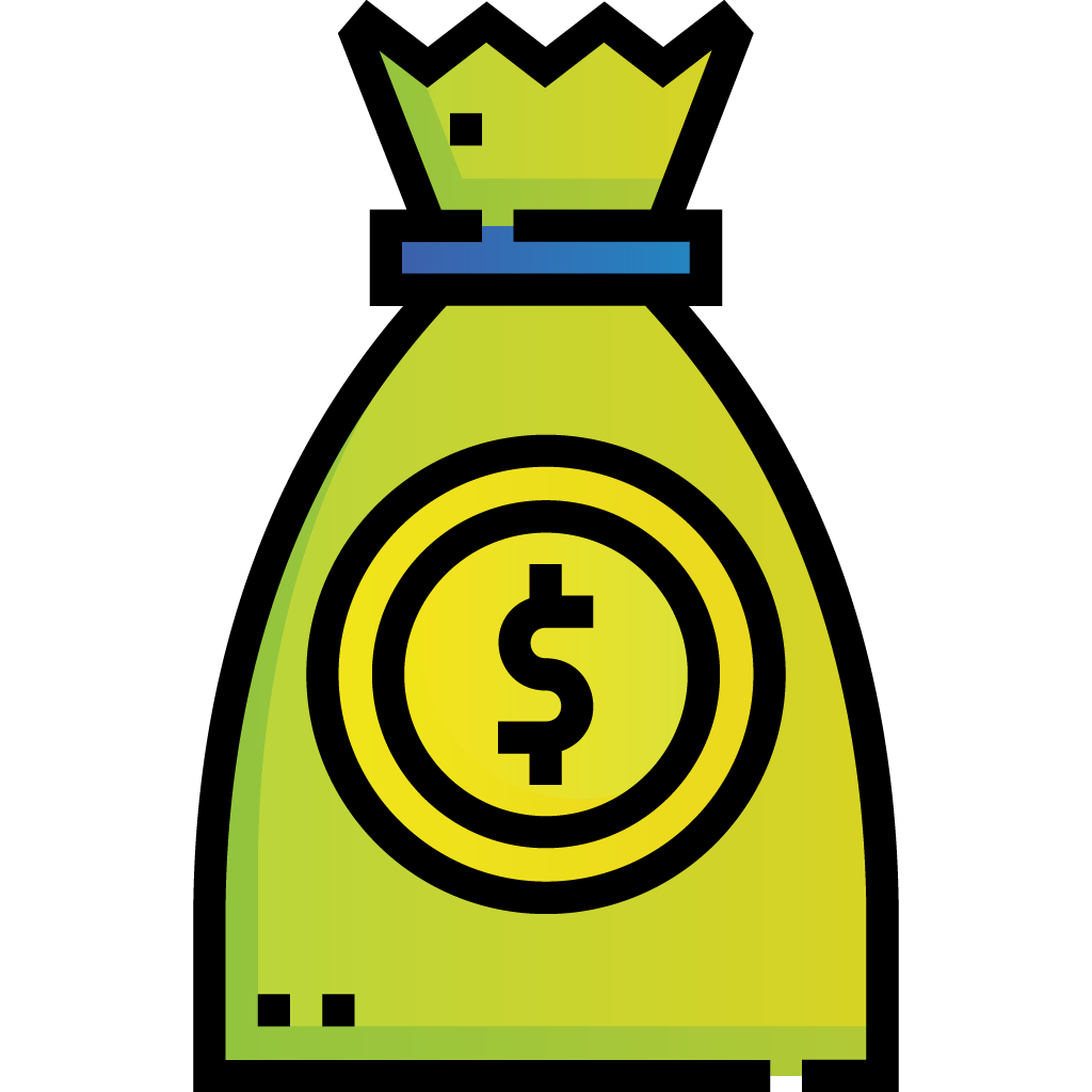 Graphic of a bag with a dollar sign.
